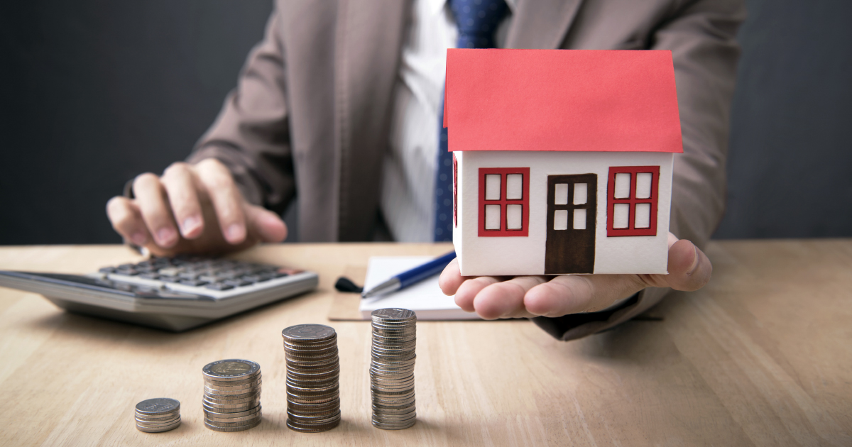 businessman agent offer sale home. concept marketing house prope
